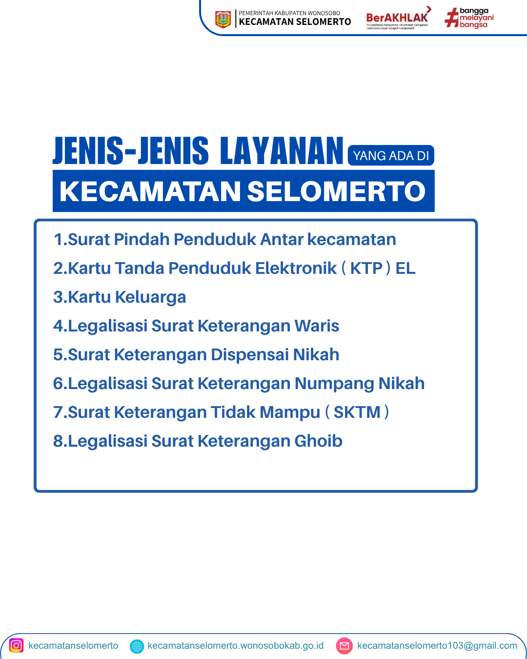 Jenis Pelayanan Kecamatan Selomerto